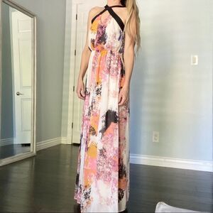 Bar iii Gorgeous Maxi Dress Long Pink Black Gold S